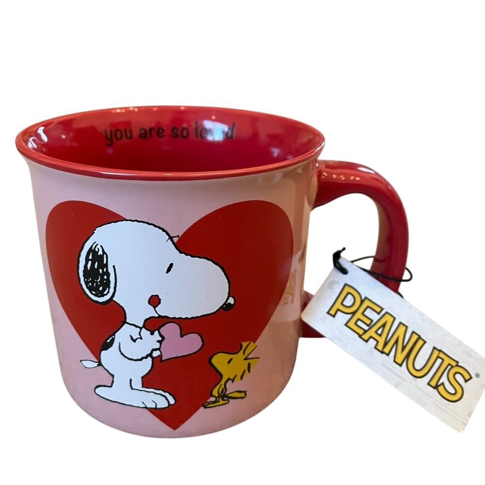 Peanuts Snoopy & Woodstock Valentine's Day "You Are So Loved" 21 oz Ceramic Mug